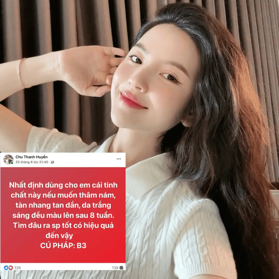 Fanpage Chu Thanh Huyền quảng cáo thổi phồng công dụng: "Trẻ ra chục tuổi", "chống nắng tế bào gốc"?